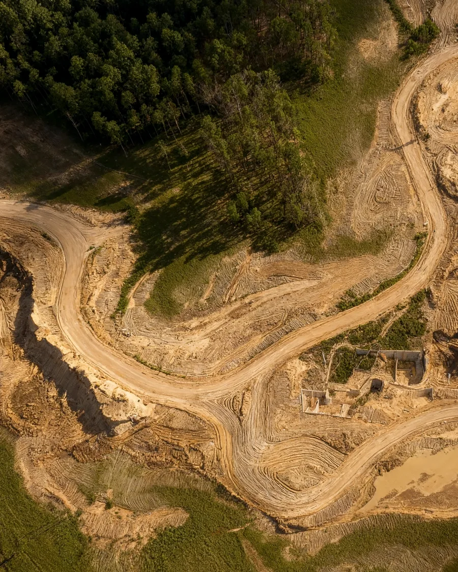 Loteamento em construção — vista aérea